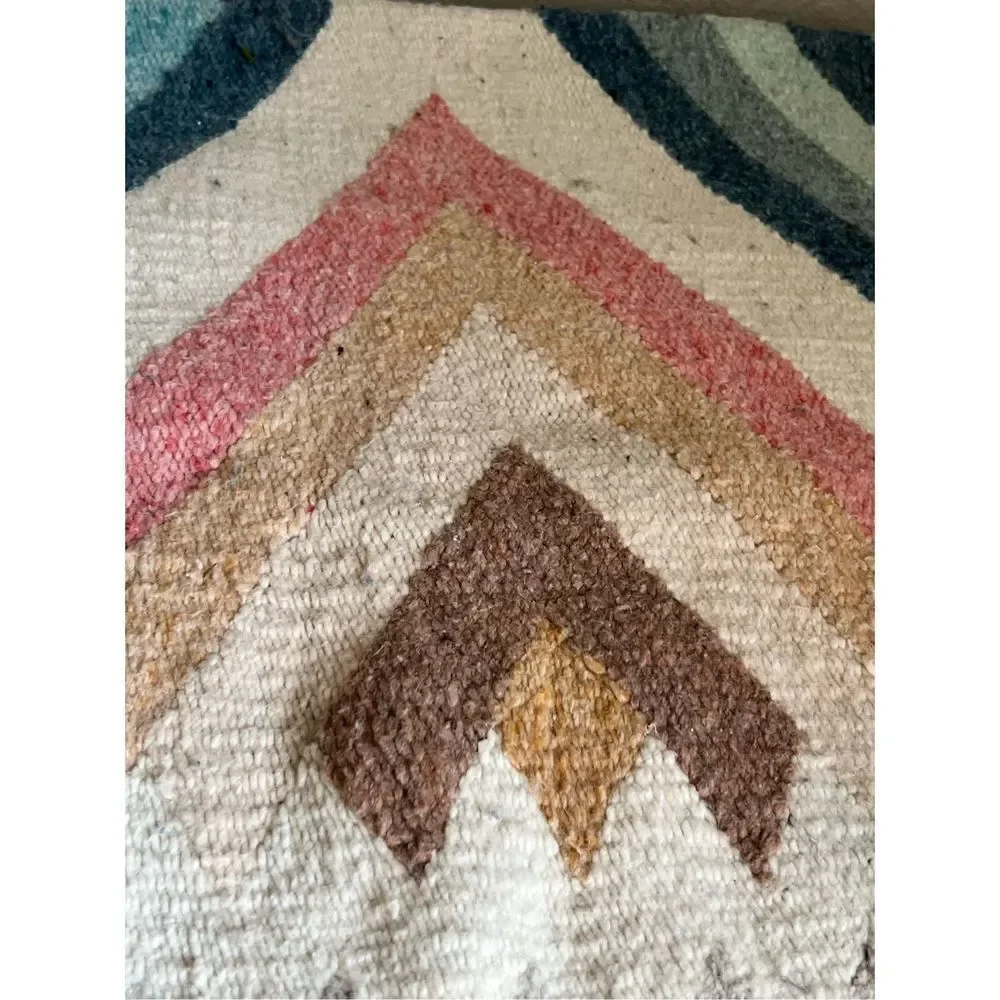 Vintage Aztec southwestern Mexican blanket rug 44x72